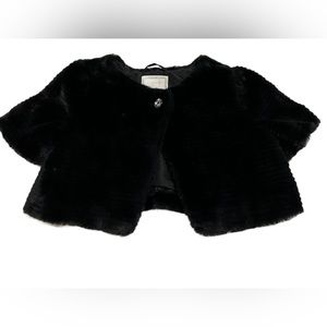 GYMBOREE faux fur girls special occasion black jacket Size:S (5-6)